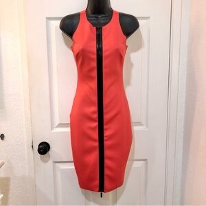 Guess vibrant coral color-blocked sleeveless dress
